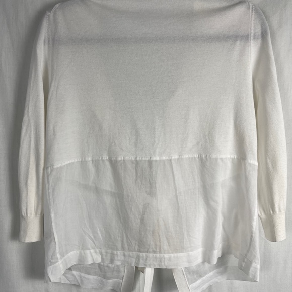 TSE 100% Cotton White L/S Front Tie Cardigan Sweater - Picture 4 of 12